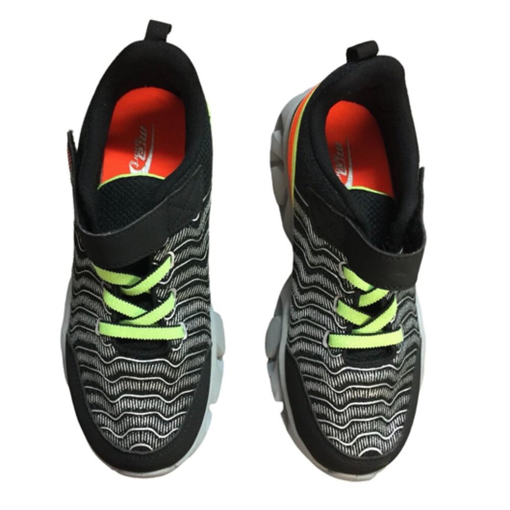 Mia Sport Boys Velcro Neon Zach Light Up Sneakers Shoes Big Boys 4 Orange Green